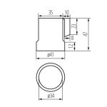 Maat tekening E27 fitting keramiek met zijkant bevestiging