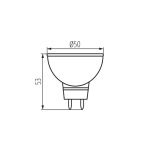 Kanlux TOMI GU5.3 spot 7W warmwit maattekening met diameter en hoogte