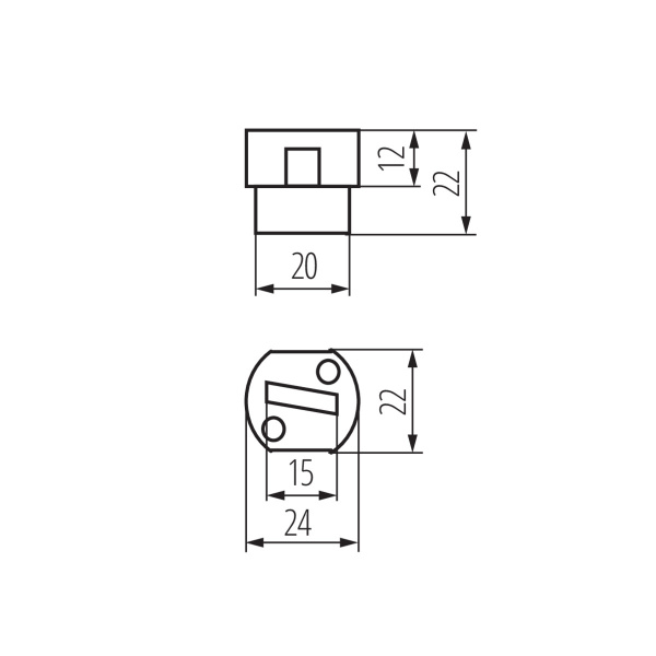 Technische maattekening G9 fitting met bevestiging voor LED lampen