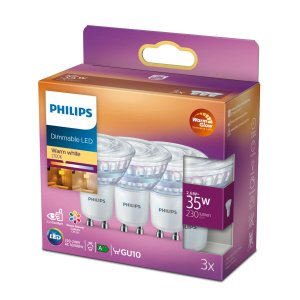 3x Philips WarmGlow GU10 spot 2.6W Warm Wit 36° Dimbaar-0