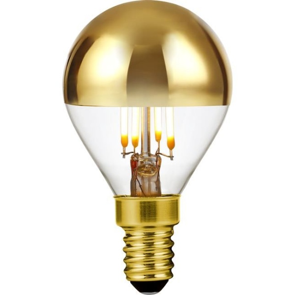 LED kogellamp E14 goudkop dimbaar met filamenten zichtbaar