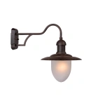 Buitenwandlamp roestkleur met E27 fitting en matglazen kap
