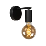 Zwarte metalen wandlamp met E27 fitting en ronde wandplaat