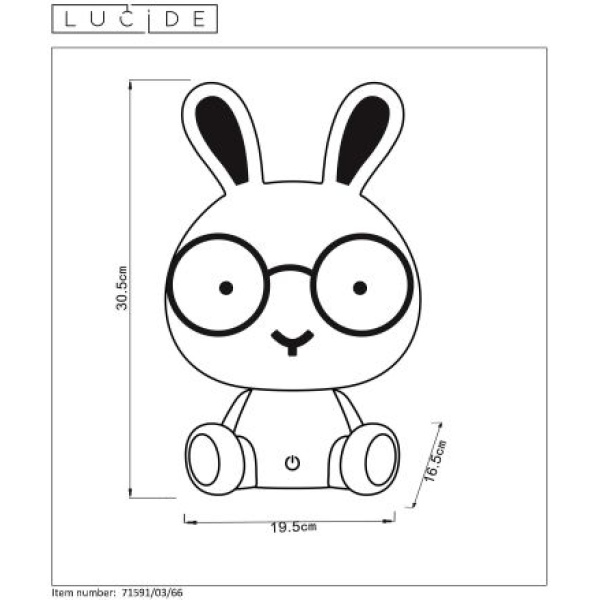 Lucide DODO Rabbit Tafellamp 3W Roze-20344