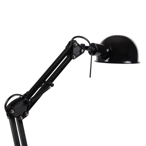 Zwarte metalen bureaulamp met verstelbare arm en E14 fitting