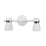 Witte duo plafondlamp met twee verstelbare GU10 spots en chroomaccenten