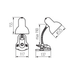 Kanlux SUZI bureaulamp zwart wit maattekening met afmetingen in millimeters