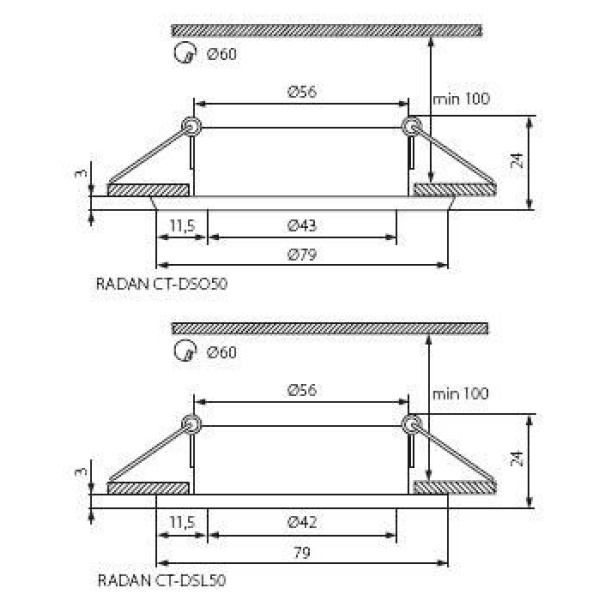 Kanlux RADAN Inbouwspot Rond Aluminium-23222