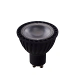 Zwarte GU10 LED spotlamp met matte lens en geribbelde behuizing
