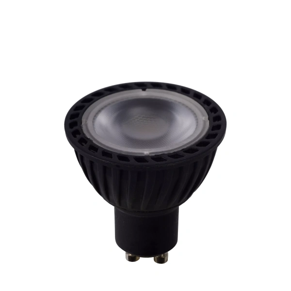 Zwarte GU10 LED spotlamp met matte lens en geribbelde behuizing