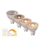 Lucide GU10 spot wit 5W dim to warm verschillende lichttinten zichtbaar