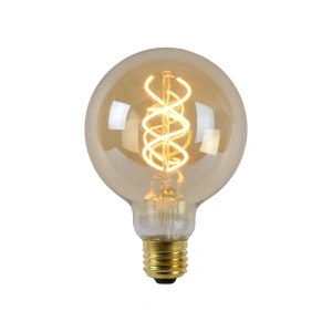 Globe ledlamp E27 95mm smoke glas met spiraalvormige gloeidraad