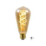 E27 Edison ledlamp amber glas met spiraal filament en schemersensor