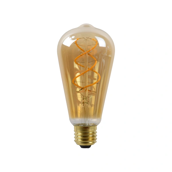 E27 Edisonlamp met amberkleurig glas en spiraalvormige LED filamenten