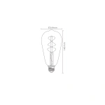 Technische tekening Lucide E27 Edisonlamp 4W Flame met afmetingen 146x64mm
