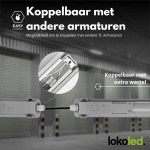 LED TL armaturen gekoppeld met kabelverbinding in industriële omgeving