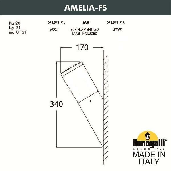 Fumagalli AMELIA FS Wandlamp Zwart E27 6W Warmwit-26244