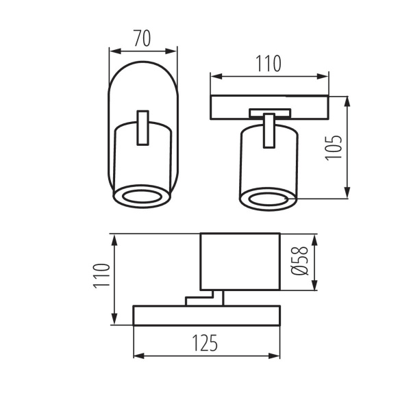 Kanlux Laurin EL-10W wit wandlamp spot GU10-27449