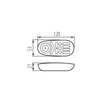 Kanlux Ledstrip RGBW afstandsbediening maattekening met afmetingen in millimeters