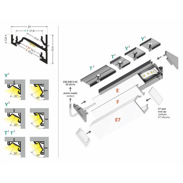 Topmet Corner 14 LED Hoekprofiel 2 Meter Wit Set-30186