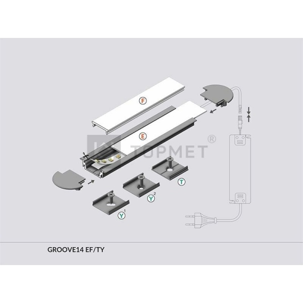 Topmet Groove inbouw ledprofiel set 14mm 2M wit-27642
