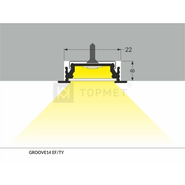 Topmet Groove inbouw ledprofiel set 14mm 2M wit-27644