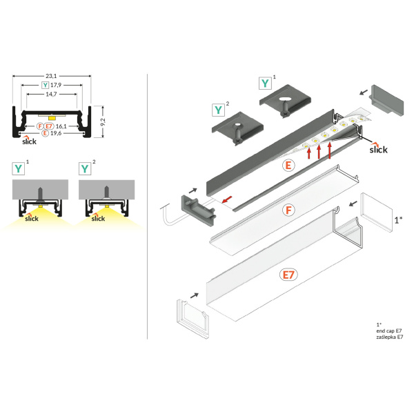 Topmet Surface 14 Opbouw LED Profiel 2 Meter Wit Set-30165