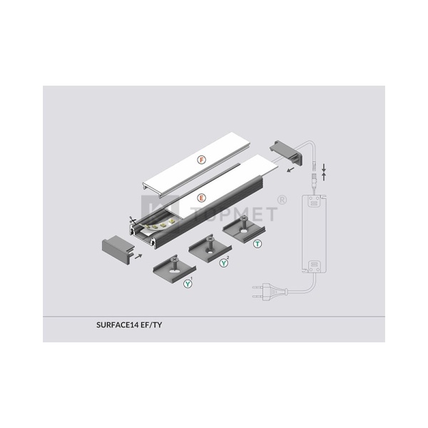 Topmet Surface 14 opbouw ledprofiel set 1M geanodiseerd -27655