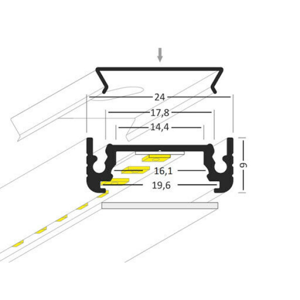 Topmet Surface 14 opbouw ledprofiel set 1M Wit-27662
