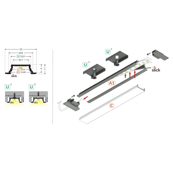 Topmet Groove 10 Inbouw LED Profiel 2 Meter Wit Set-30136