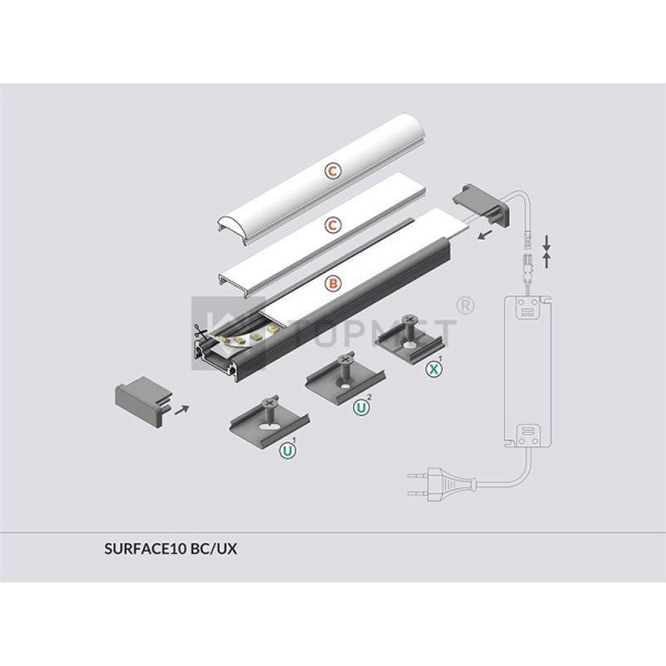 Topmet Surface 10 opbouw ledprofiel 1M Wit-27812