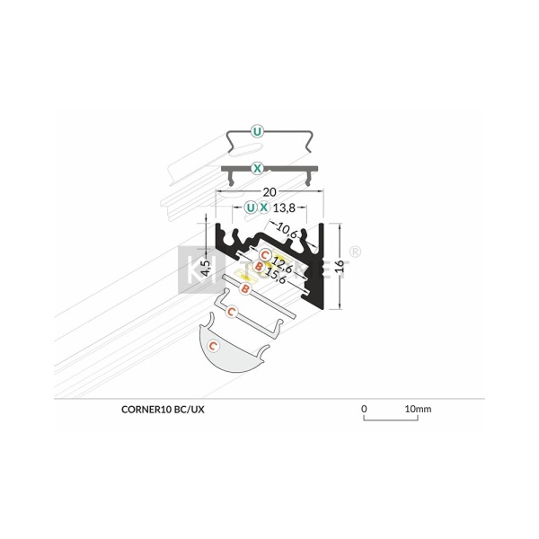 Topmet Corner 10 Hoekprofiel 10MM set 1m Wit-27869