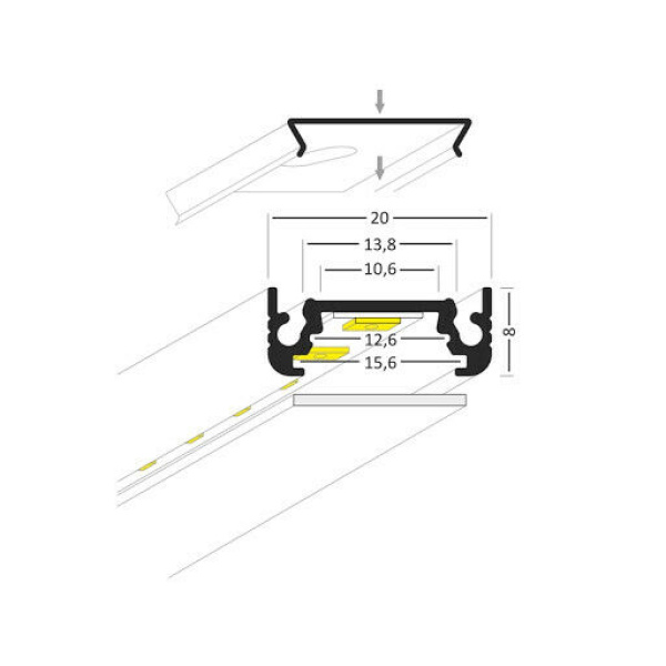 Topmet Surface 10 opbouw ledprofiel 1M Wit-27813