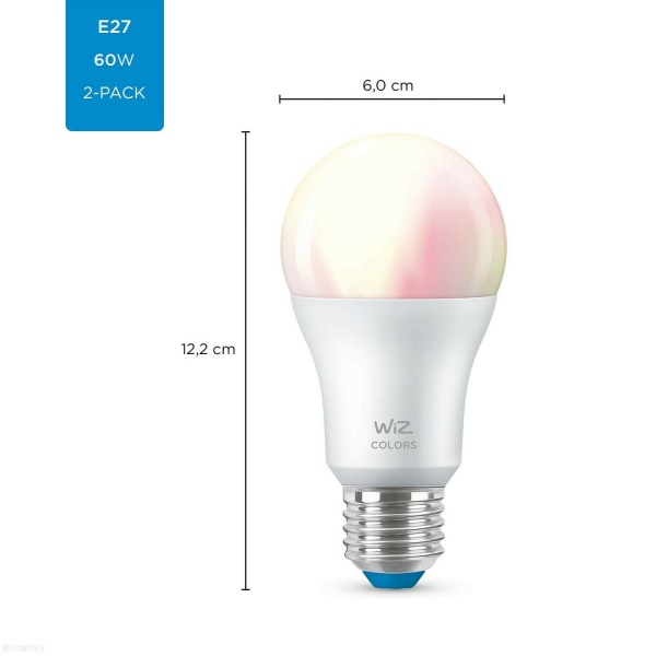 WiZ Smart lamp 8.5W - Wi-Fi - wittinten & kleur - A60/E27 (2-pack)-27920