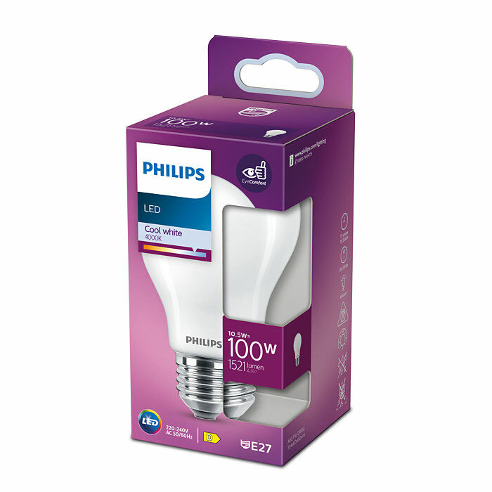 Philips E27 Classic Peerlamp 10,5W Koel Wit-0 Philips E27 Classic Peerlamp 10,5W Koel Wit-0