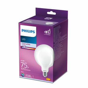 Philips E27 Classic Globe 8,5W Koel Wit -0