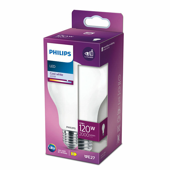 Philips E27 Classic Peerlamp 13W Koel Wit -0 Philips E27 Classic Peerlamp 13W Koel Wit -0