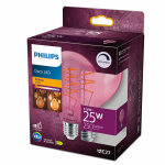 Philips E27 Classic Globe Roze 4,5W Extra Warm Wit Dimbaar-0