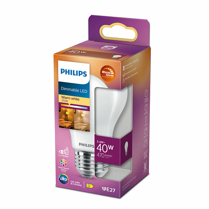 Philips E27 Warmglow 3,4W Warm Wit Dimbaar-0 Philips E27 Warmglow 3,4W Warm Wit Dimbaar-0