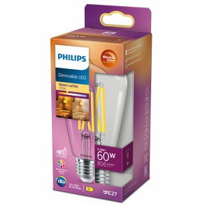 Philips E27 Edison 5.9W Warm Wit Dimbaar -0