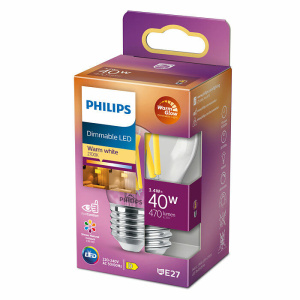 Philips E27 WarmGlow Kogellamp 3,4W Warm Wit Dimbaar -0