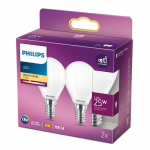 2x Philips E14 Classic Kogellamp 2,2W Warm Wit-0