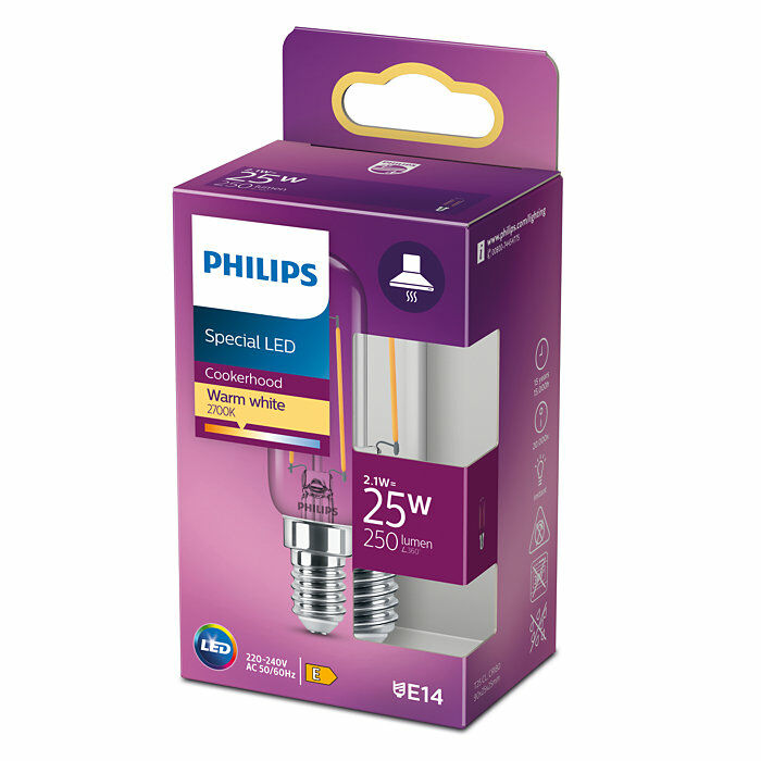Philips E14 T25 Afzuigkaplampje 2,1W Warm Wit -0 Philips E14 T25 Afzuigkaplampje 2,1W Warm Wit -0