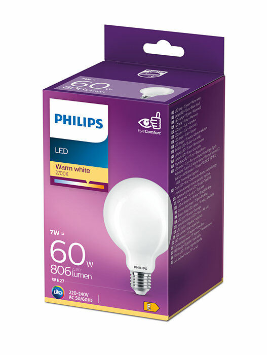 Philips E27 Classic Globe Mat 7W Warm Wit -0 Philips E27 Classic Globe Mat 7W Warm Wit -0