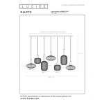 Maattekening van Lucide Maloto hanglamp 7-lichts amber zwart