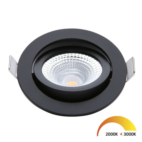 EcoDim Inbouwspot Zwart 5W Dim to Warm 75mm-29174