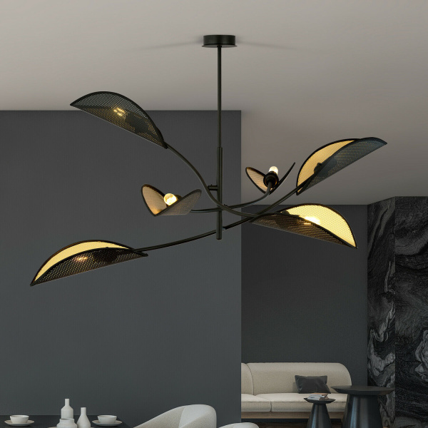 Ledl LOTUS 6 Hanglamp Zwart / Goud-29367