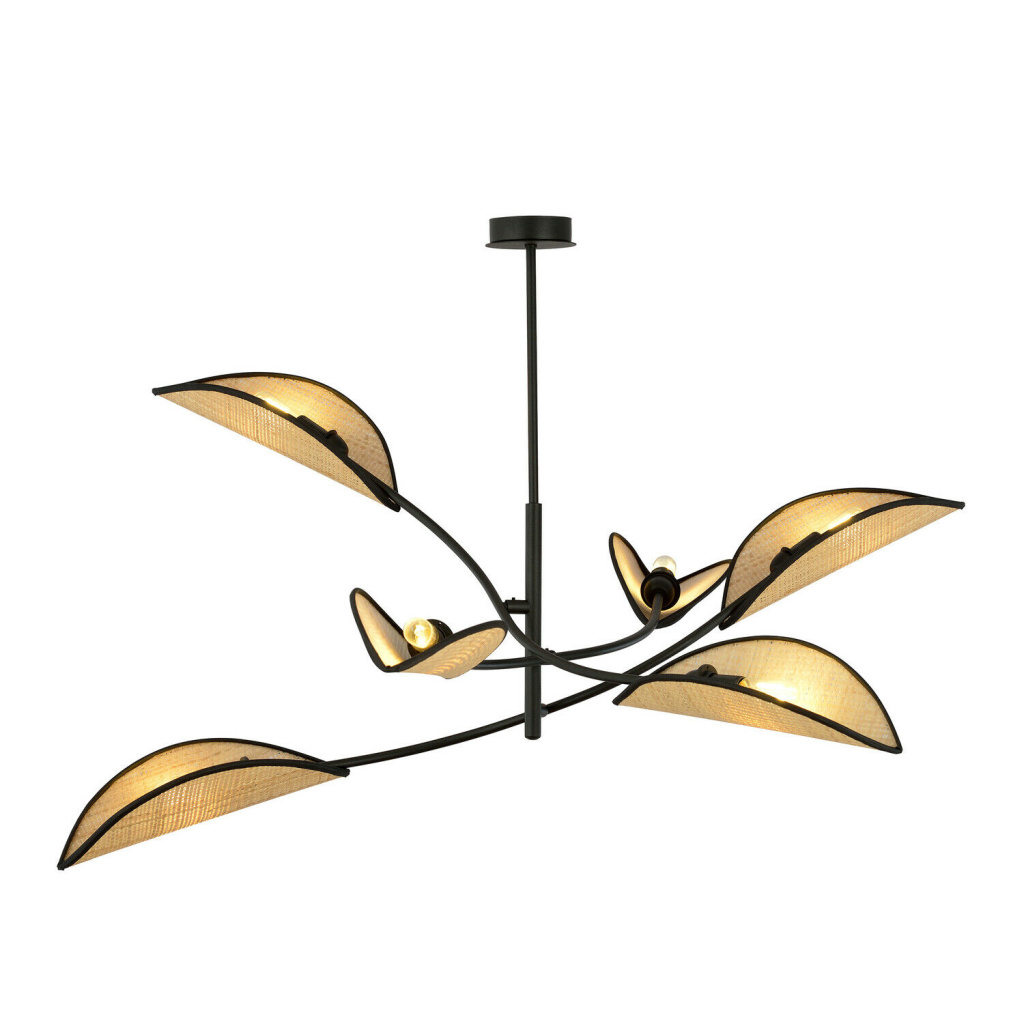Ledl LOTUS 6 Hanglamp Zwart / Rotan-0