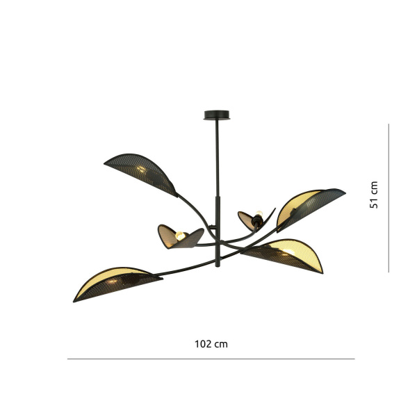 Ledl LOTUS 6 Hanglamp Zwart / Goud-29369