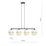 Ledl PIANO 4 Hanglamp Wit / Goud-29605